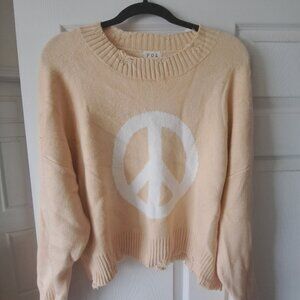 POL GARMENT TATTERED BUTTERCREAM SWEATER